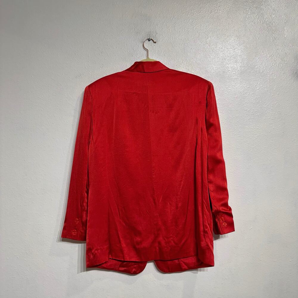 DKNY Red Silk Vintage Blazer Sz 10 - Picture 9 of 12